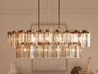 Delacroix Reeded Glass Oval Chandelier