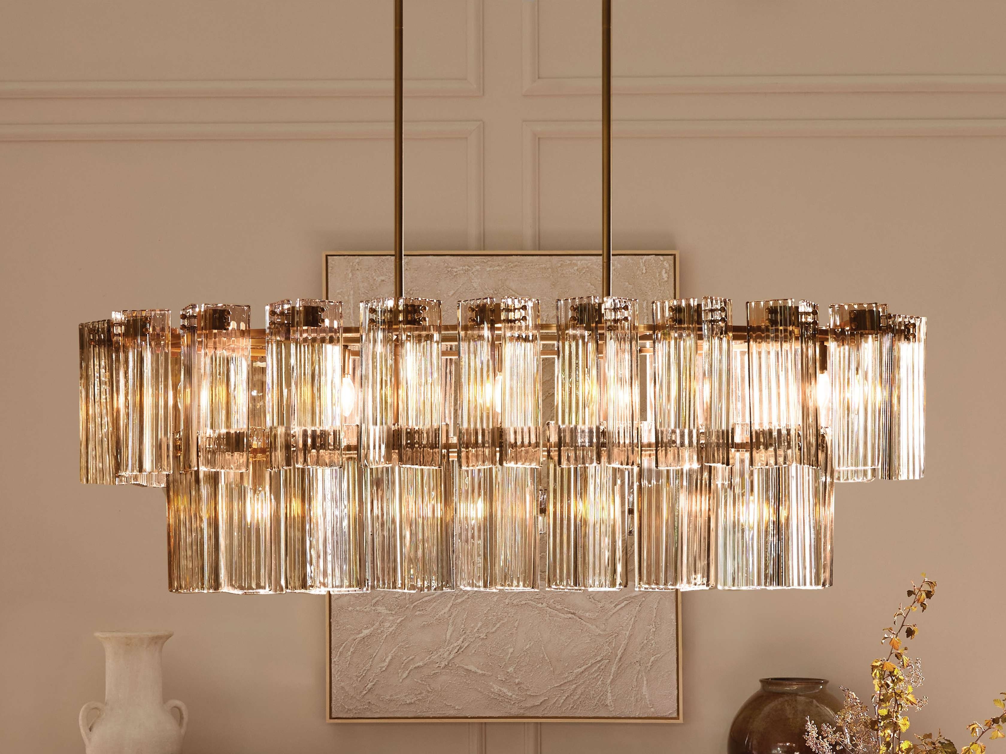 Delacroix Reeded Glass Oval Chandelier