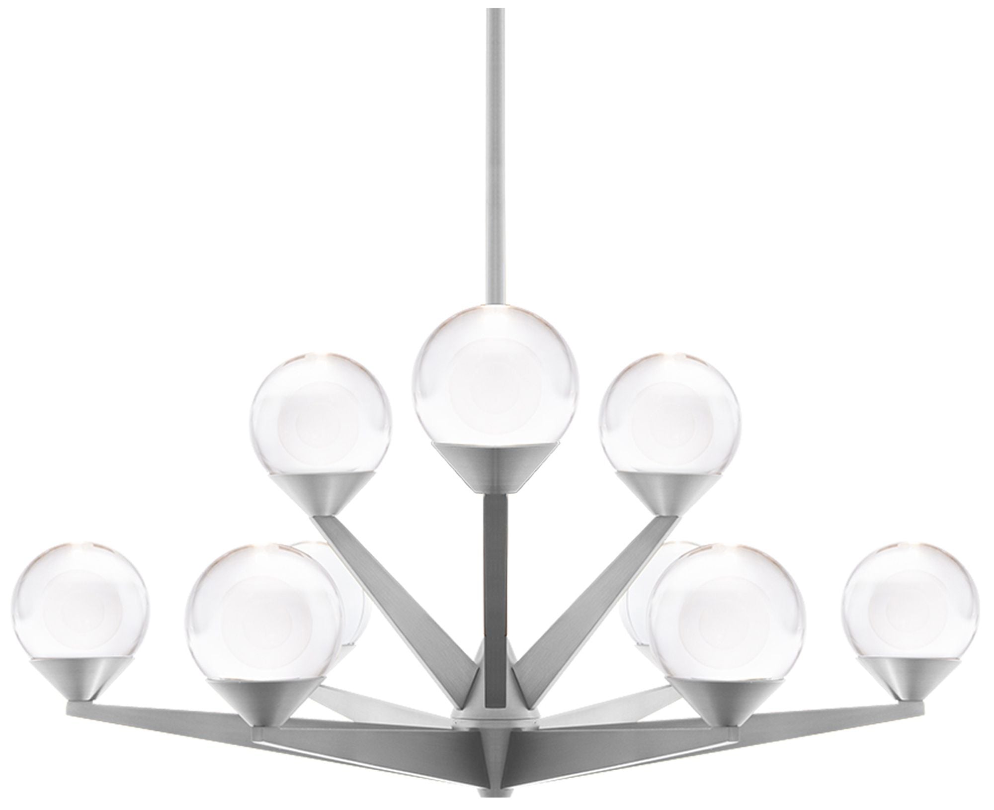 Double Bubble 12.25"H x 23.88"W 9-Light Chandelier in Satin Nicke