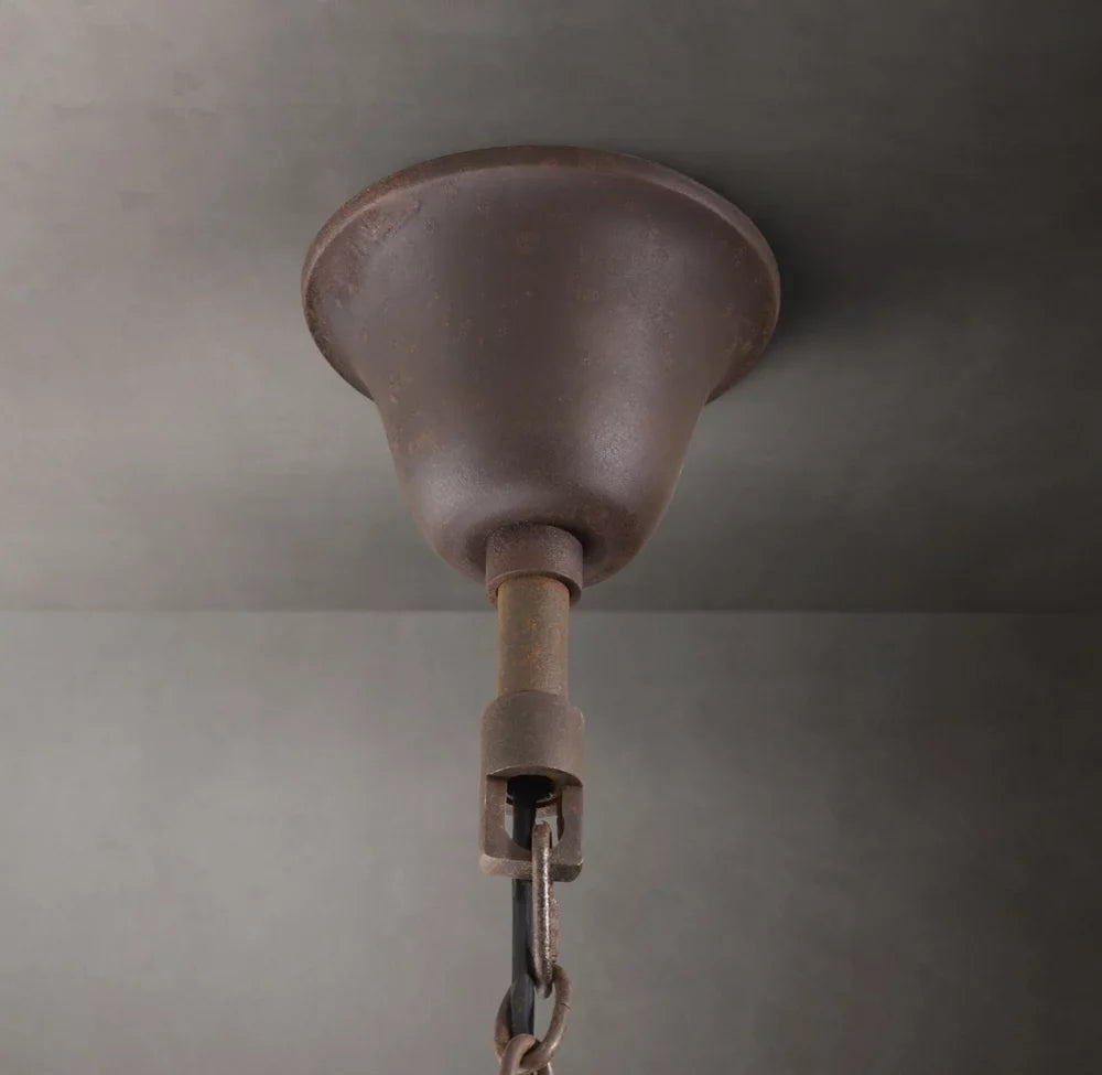 19th C. Rococo Iron & Crystal Round Chandelier 40"
