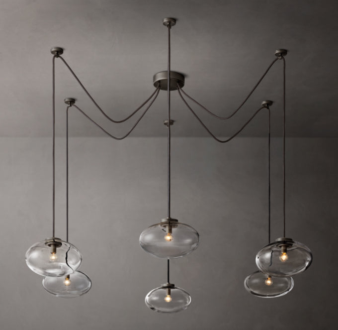 Cabrette Clear Glass Suspended Chandelier 84"