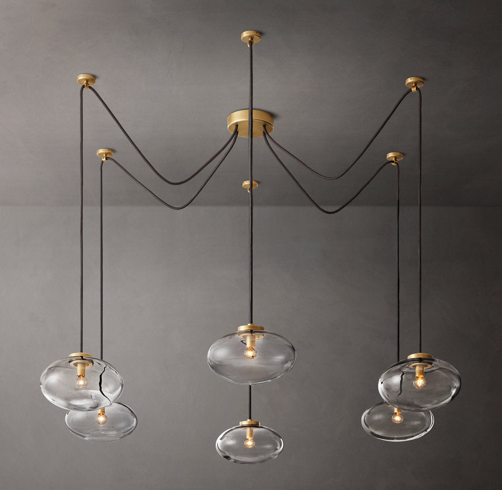 Cabrette Clear Glass Suspended Chandelier 84"