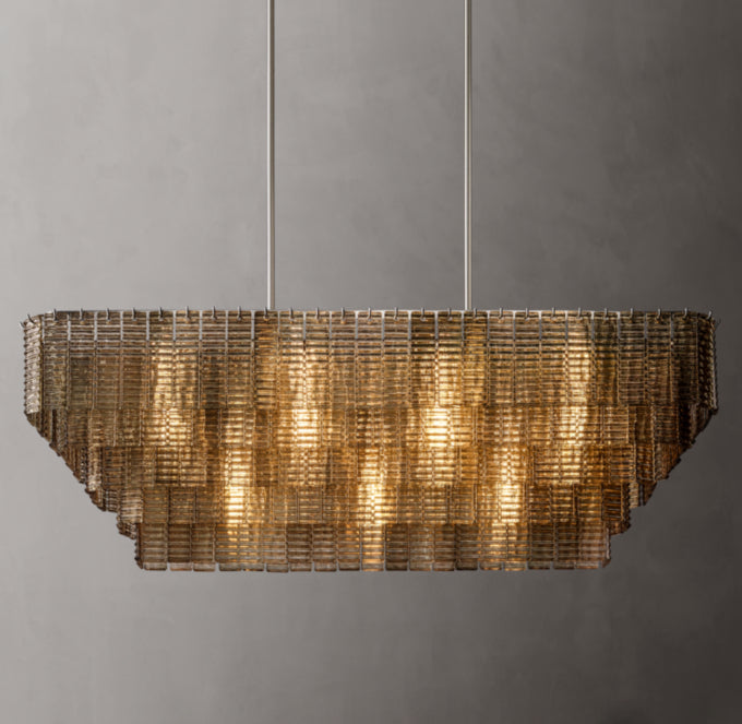 Sirene Smoke Glass Rectangular Chandelier 59"
