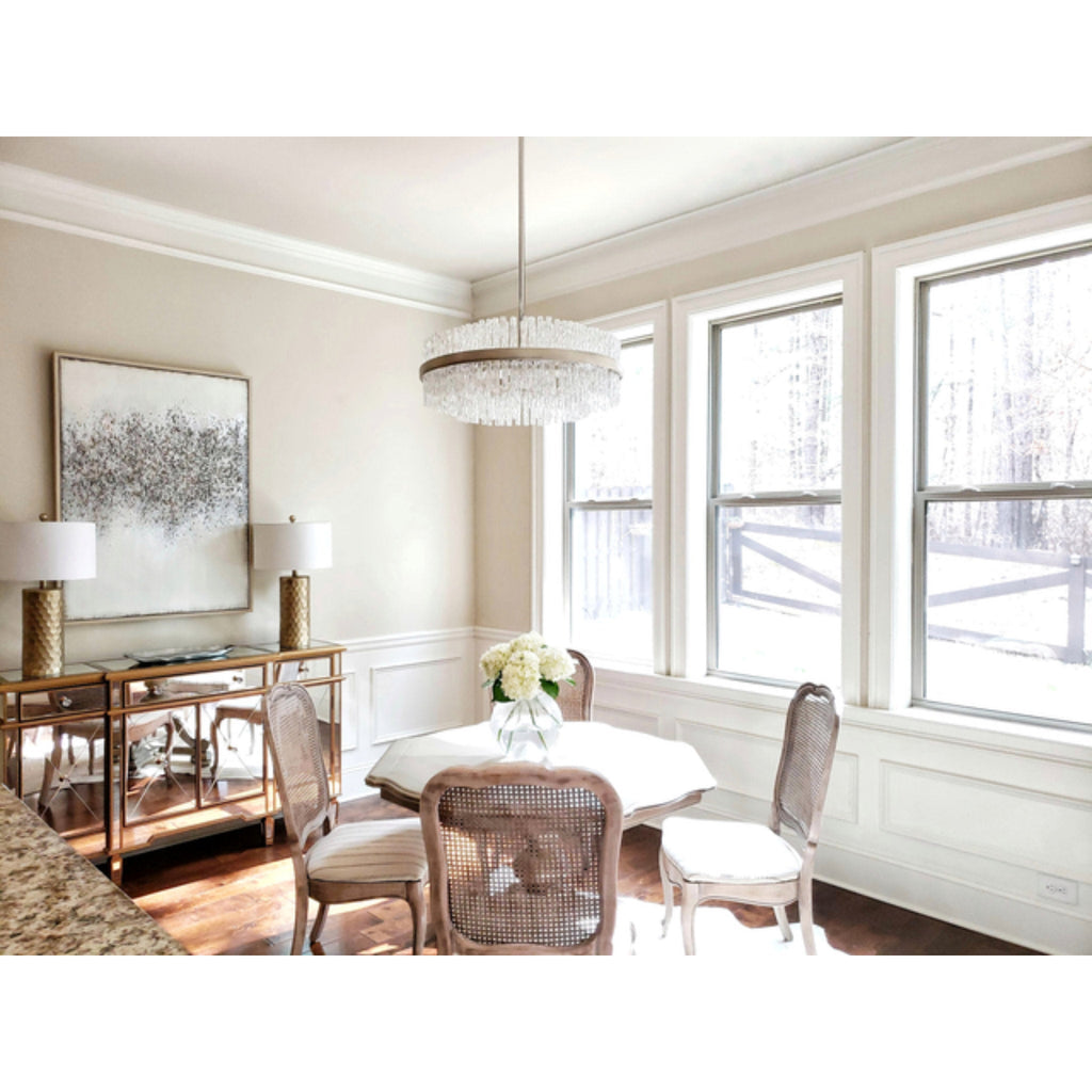 Chime 8-Light Chandelier in Silver Leaf Polished Stainless 26.75L x 26.75W x 11H