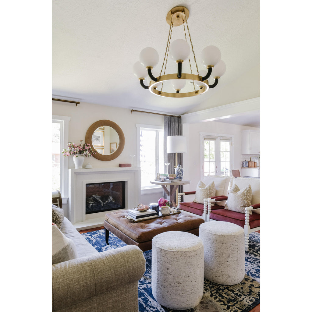 Werner 8-Light Chandelier in Aged Brass/Black 46L x 46W x 14.5H