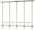 Erlenmeyer 48"W 5 Light Soft Gold Standard Pendant w/ Clear Glass Shad