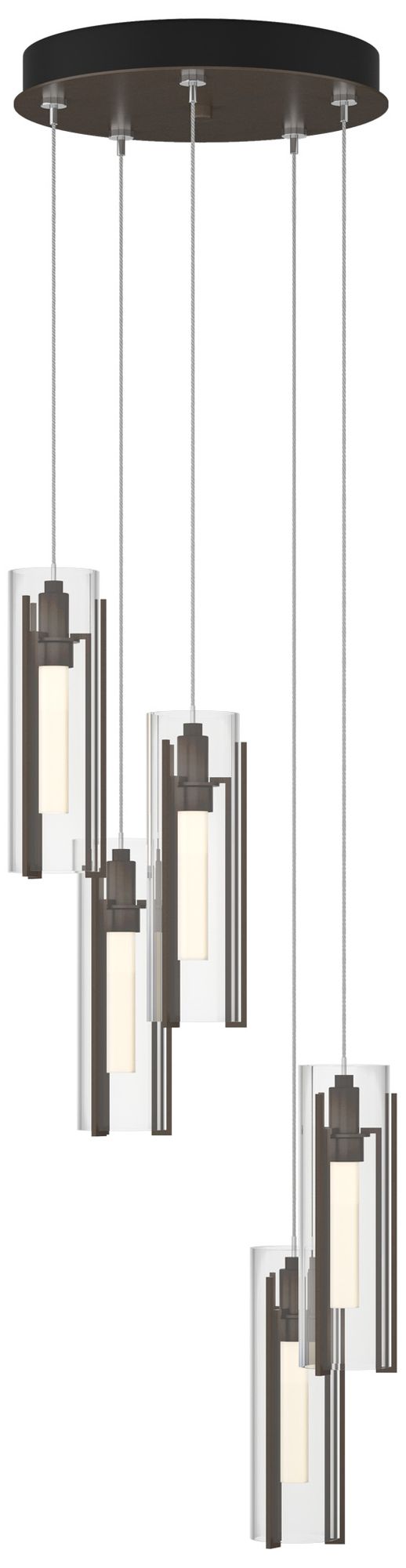 Exos Glass 5-Light 13.5" Wide Bronze Long Pendant With Clear Glass Sha