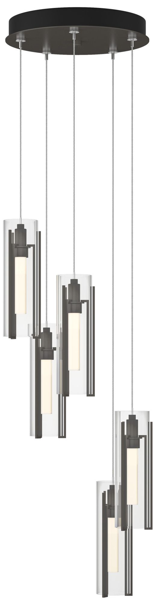 Exos Glass 5-Light 13.5" Wide Dark Smoke Long Pendant w/ Clear Glass S