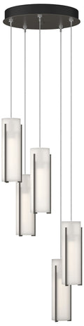 Exos Glass 5-Light 13.5" Wide Dark Smoke Long Pendant With Opal Glass