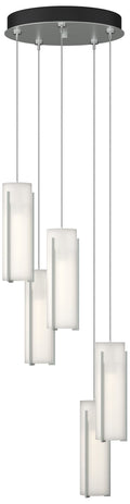 Exos Glass 5-Light 13.5"W Vintage Platinum Long Pendant w/ Opal Glass