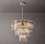 Lattice Clear Glass Tiered Round Chandelier 36"