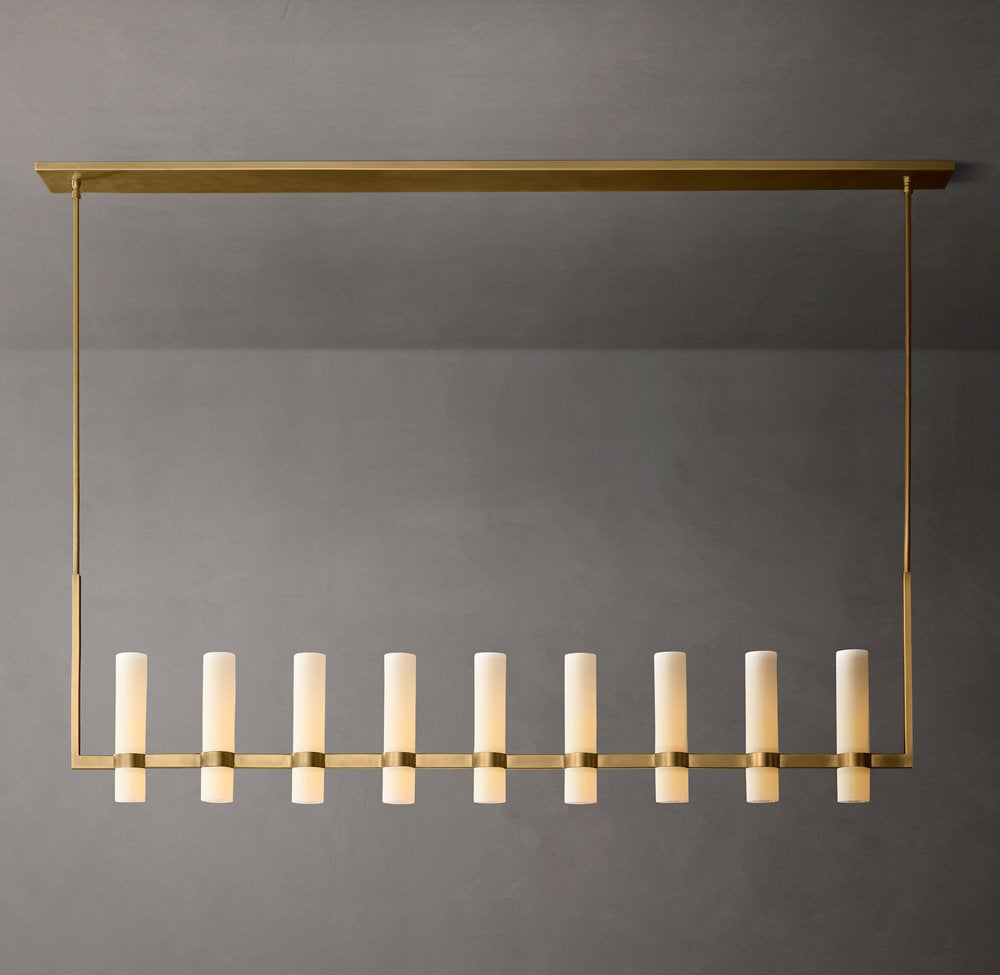 Ravelle Linear Milk Glass Chandelier 71"