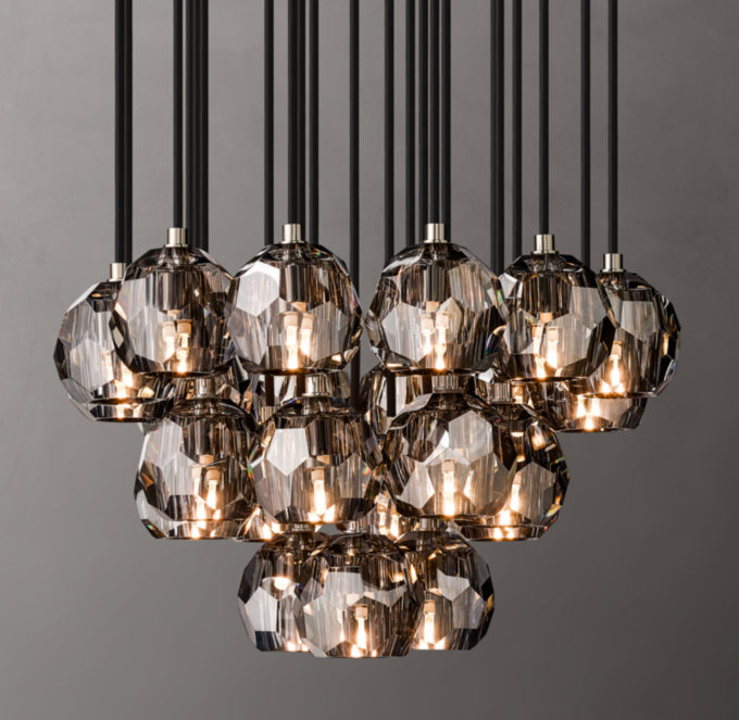 Boule De Cristal Smoke Glass Round Cluster Chandelier 24"