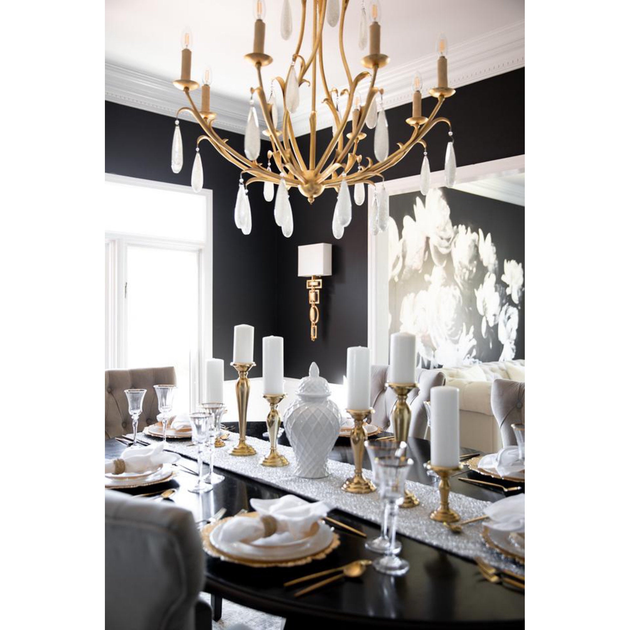 Prosecco 8-Light Chandelier in Gold Leaf 34.75L x 34.75W x 39H