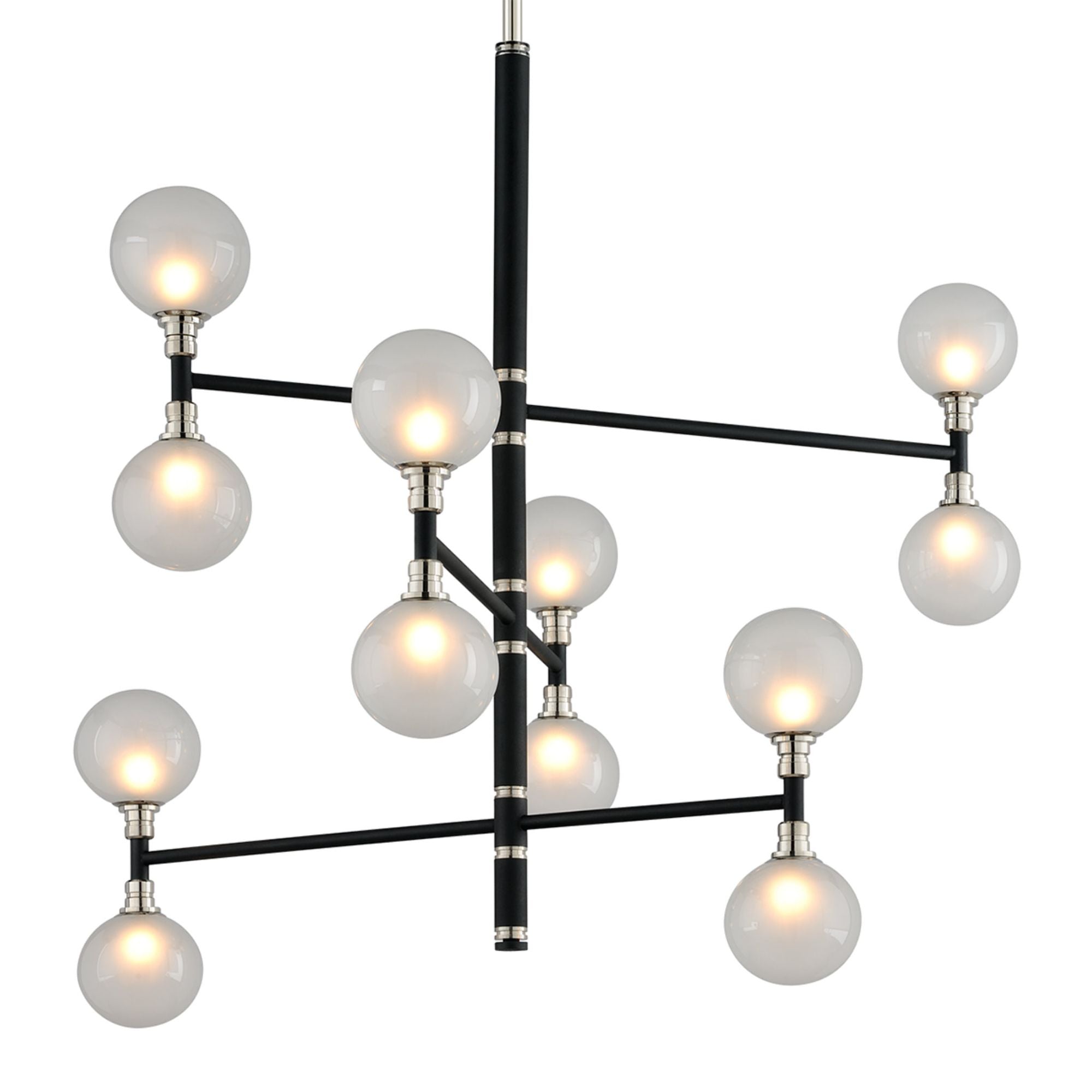 Andromeda Chandelier 12-Light LED in Textured Black & Polish Nickel 42L x 42W x 37.5H