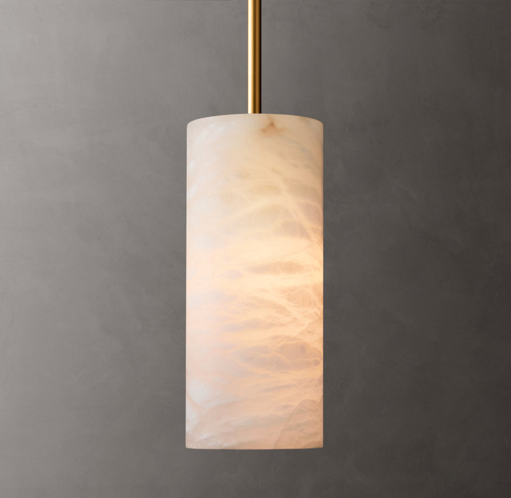 Hand-Carved Alabaster Cylinder Pendant