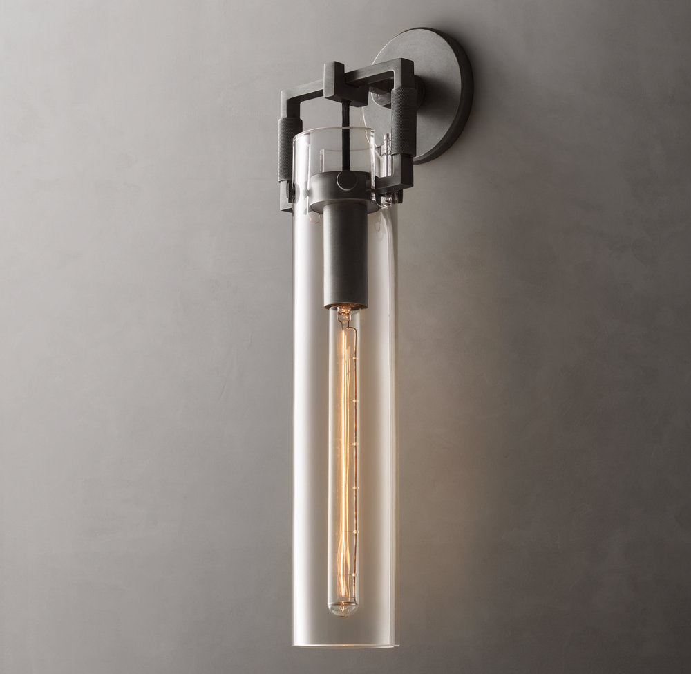 Machinist Glass Cylinder Sconce 16"