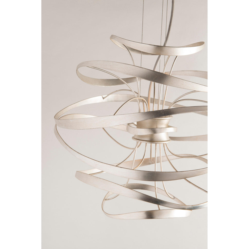 Calligraphy 2-Light Chandelier in Gold Leaf W Polished Stainless 26L x 26W x 24H