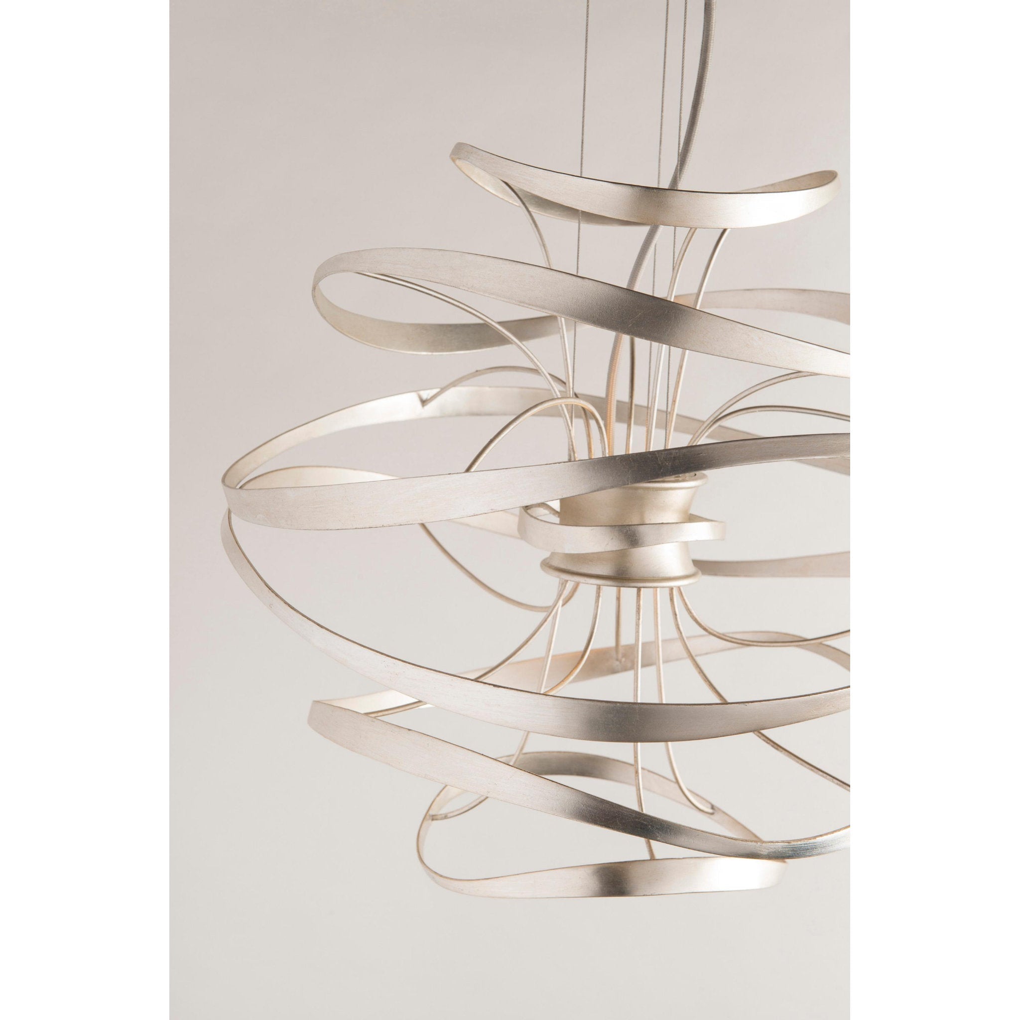 Calligraphy 2-Light Chandelier in Gold Leaf W Polished Stainless 26L x 26W x 24H