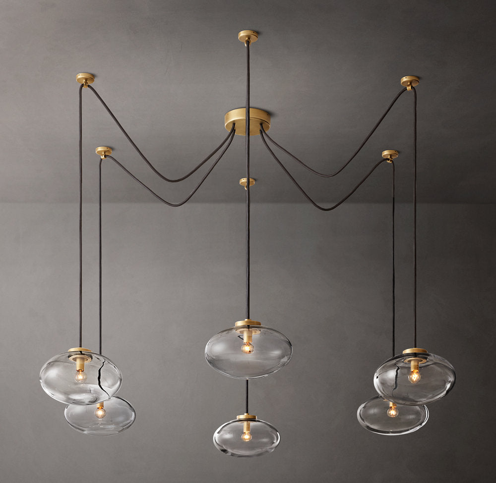 Cabrette Clear Glass Suspended Chandelier 84"