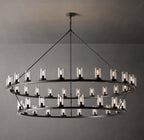 Ondra Round Two-Tier Clear Glass Chandelier 72"