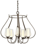 Flora 22.2" Wide 5 Arm Bronze Chandelier With Opal and Seeded Glass