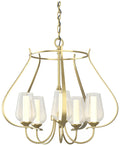 Flora 22.2" Wide 5 Arm Modern Brass Chandelier With Opal and Seeded Gl