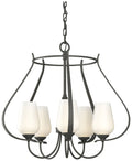 Flora 22.2" Wide 5 Arm Round Natural Iron Chandelier With Opal Glass