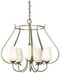 Flora 22.2" Wide 5 Arm Round Soft Gold Chandelier With Opal Glass