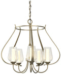 Flora 22.2" Wide 5 Arm Soft Gold Chandelier With Opal and Seeded Glass