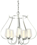Flora 22.2" Wide 5 Arm Sterling Chandelier With Opal and Seeded Glass
