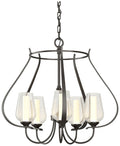 Flora 22.2"W 5 Arm Oil Rubbed Bronze Chandelier With Opal and Seeded G