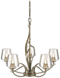 Flora Soft Gold 5 Arm Chandelier With Clear Glass