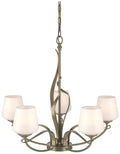 Flora Soft Gold 5 Arm Chandelier With Opal Glass