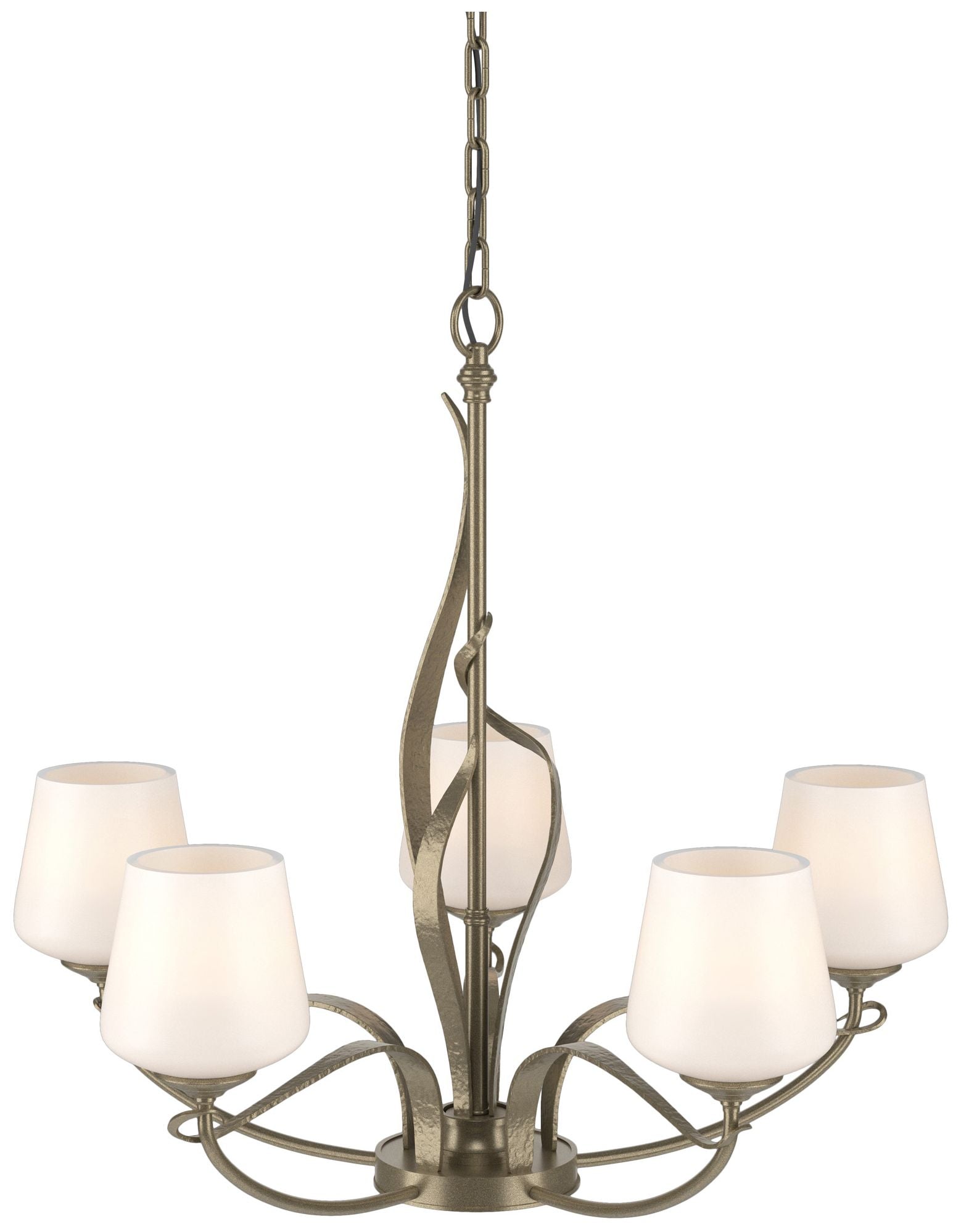 Flora Soft Gold 5 Arm Chandelier With Opal Glass