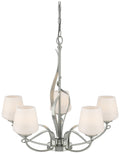 Flora Sterling 5 Arm Chandelier With Opal Glass