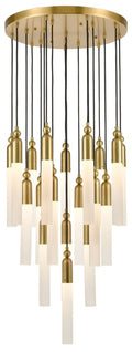 Fusion 19-Light 25 Inch Cylindrical Glass Aged Brass Multi Pendant