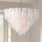 Glacier 31" Wide Nickel Glass Cascade 16-Light Chandelier
