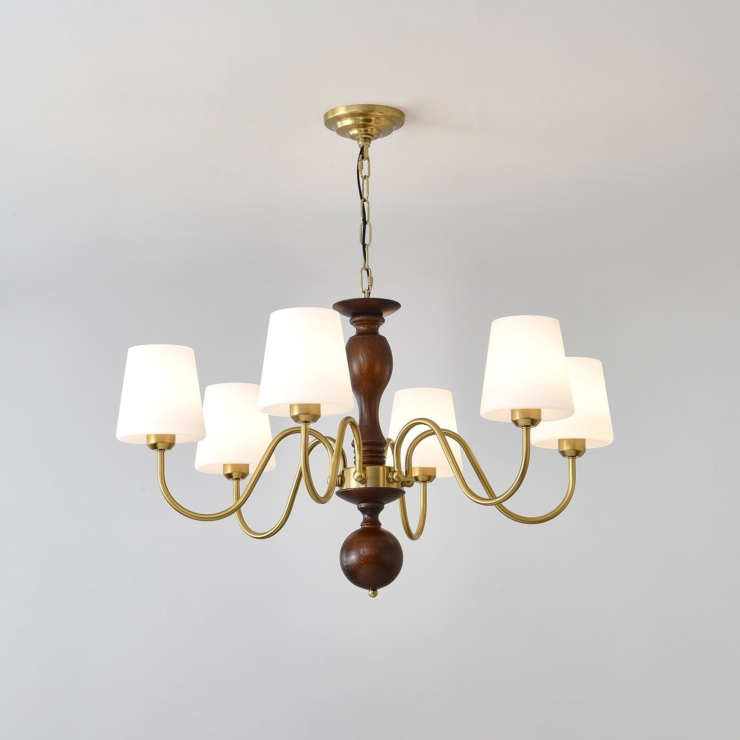 Grove Haven Wood & Brass Chandelier