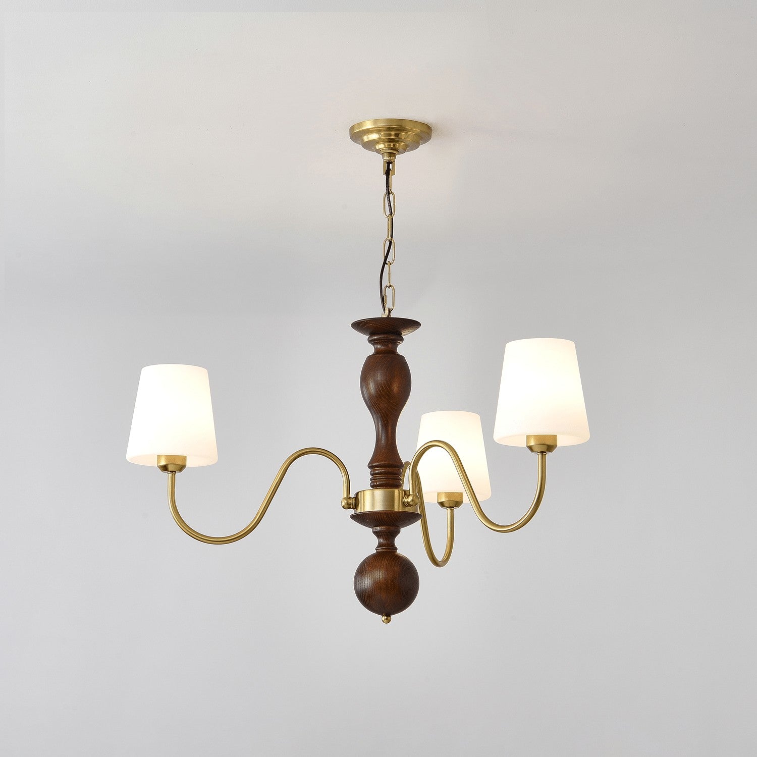 Grove Haven Wood & Brass Chandelier