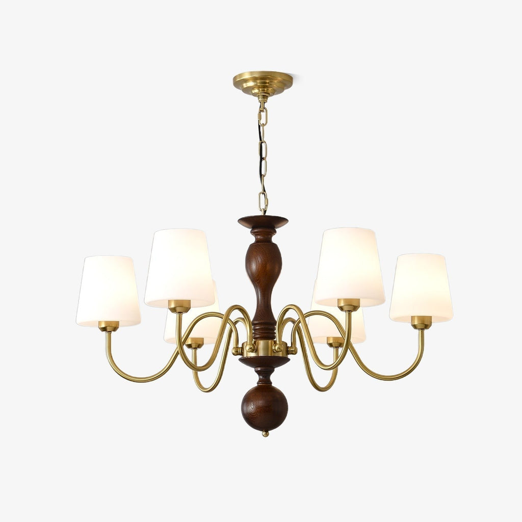 Grove Haven Wood & Brass Chandelier