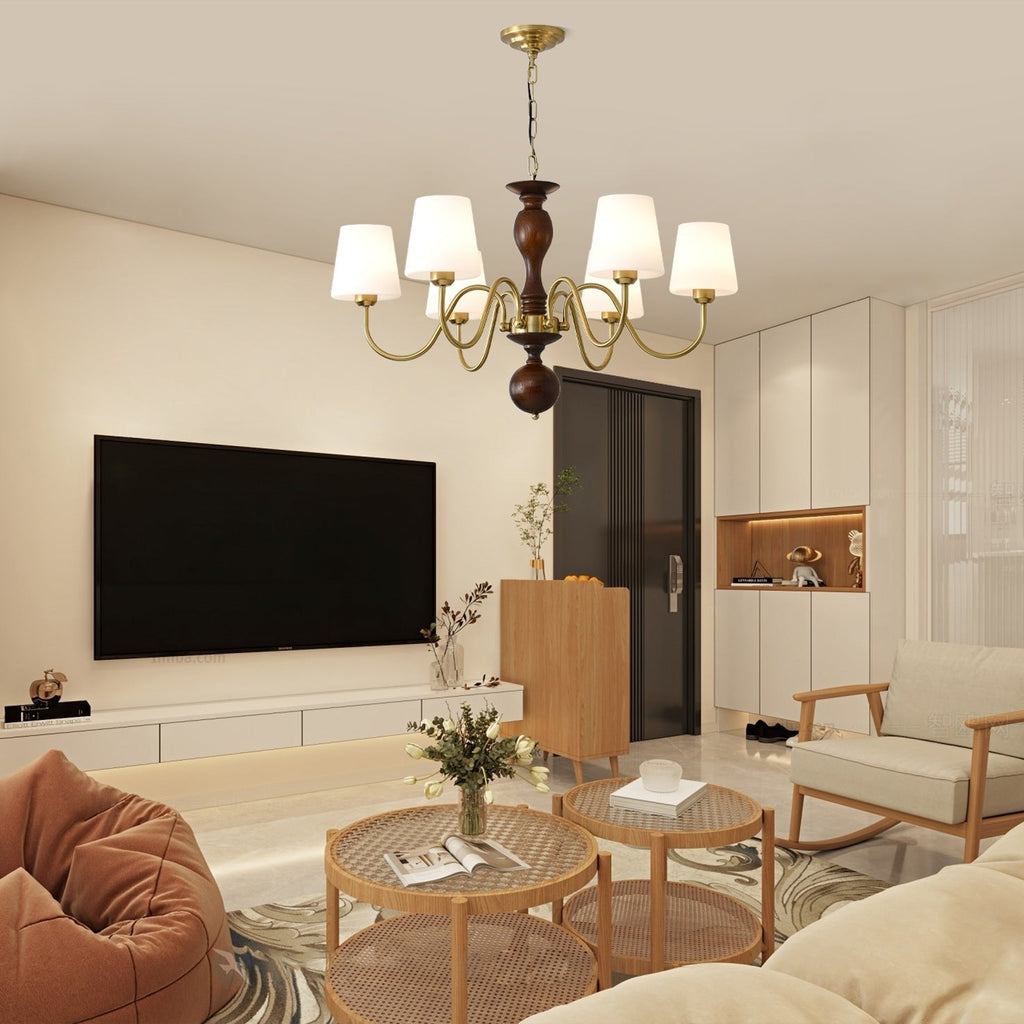 Grove Haven Wood & Brass Chandelier