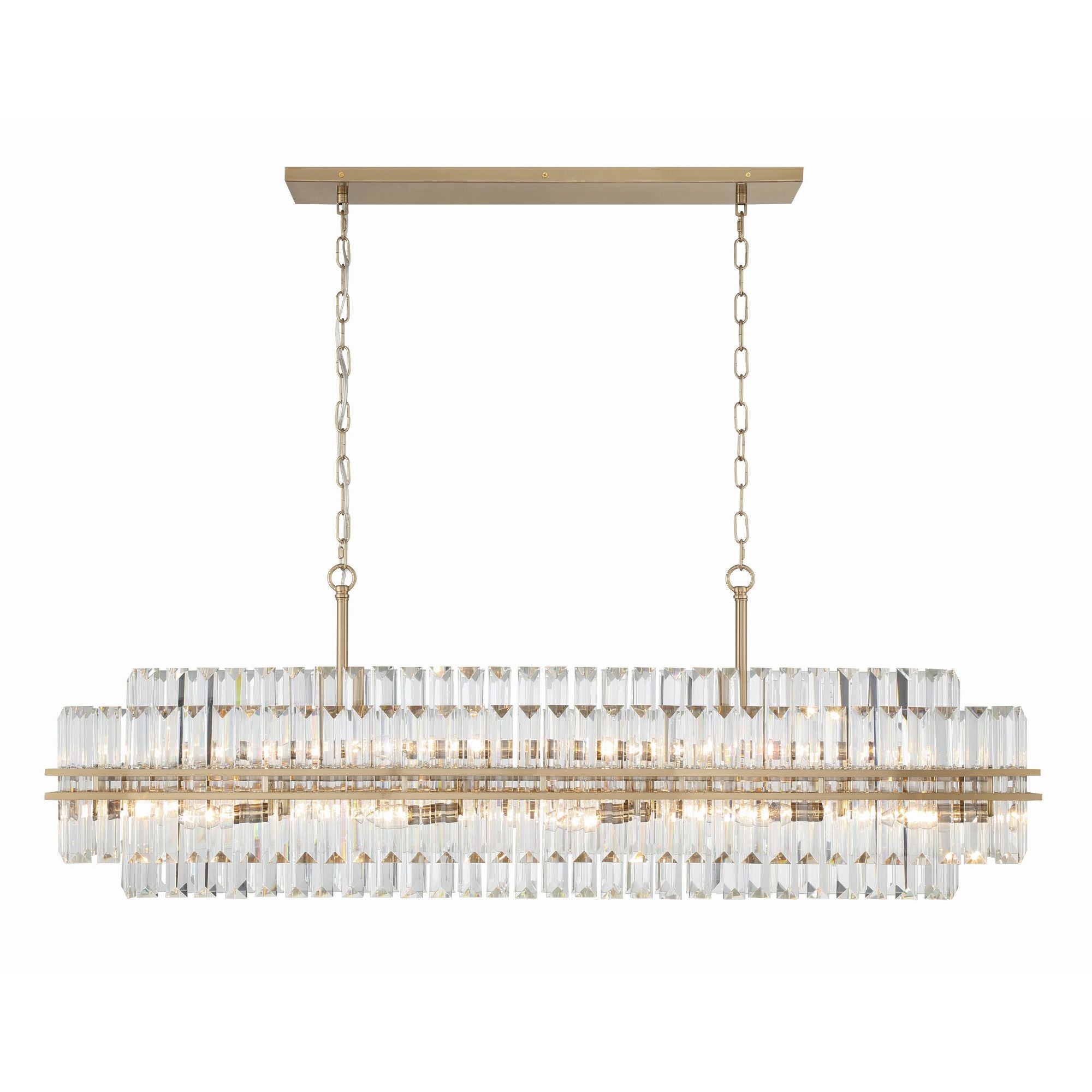 Hayes 50'' Aged Brass Linear Chandelier Gold 50"W x 18"H x 11"D