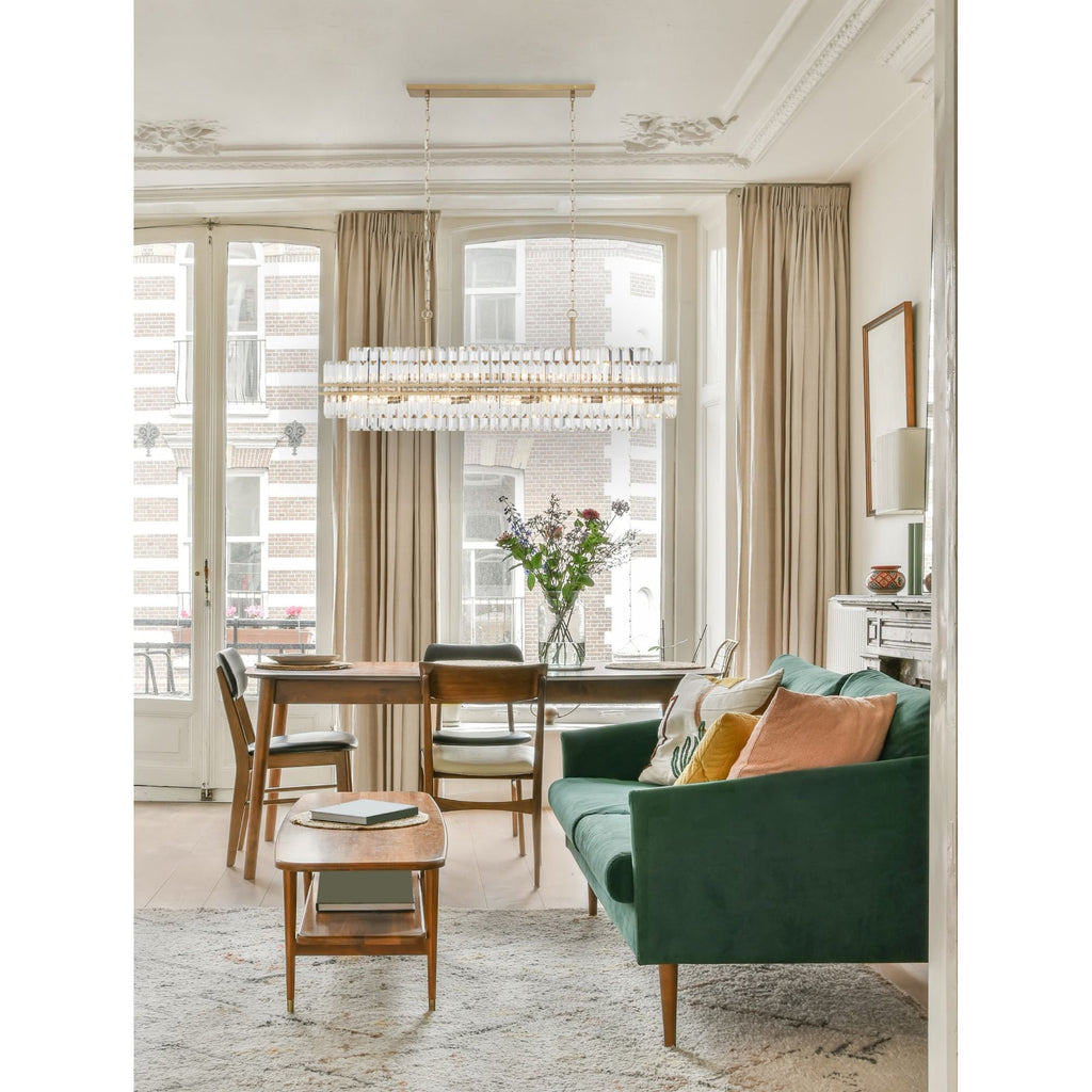 Hayes 50'' Aged Brass Linear Chandelier Gold 50"W x 18"H x 11"D