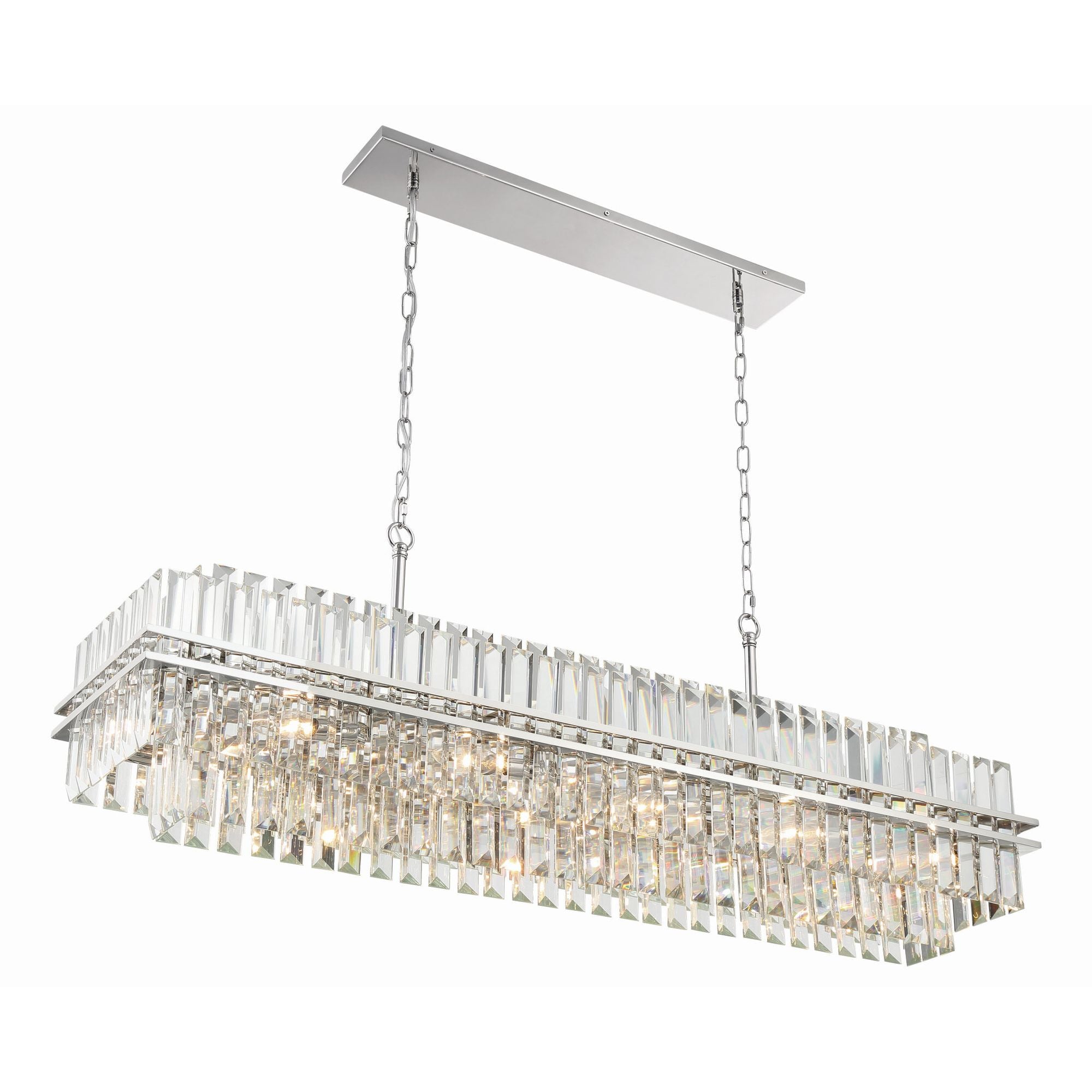 Hayes 50'' Polished Nickel Linear Chandelier Silver 50"W x 18"H x 11"D