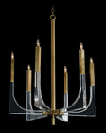 John Richard Acrylic and Brass 30" Wide 6-Light Chandelier