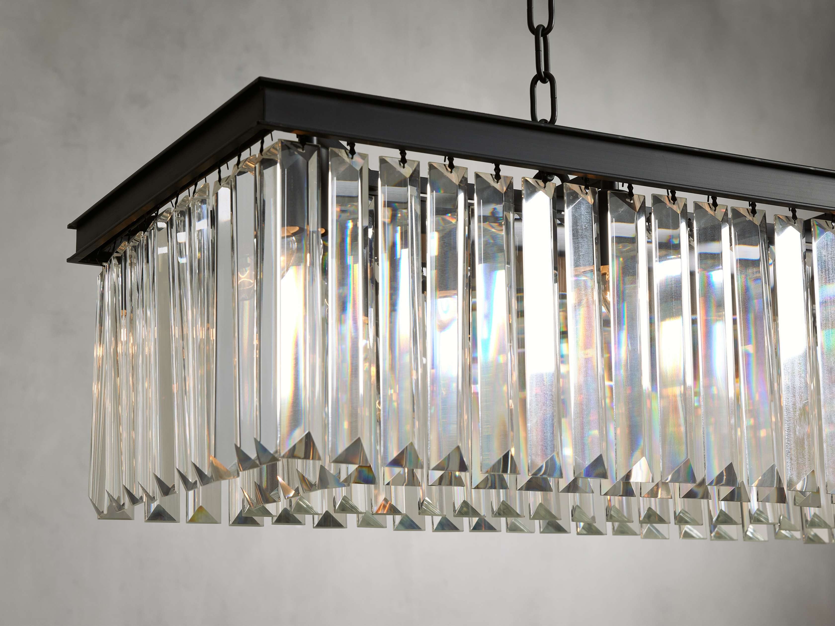 Leymont Art Deco Crystal Rectangular Chandelier