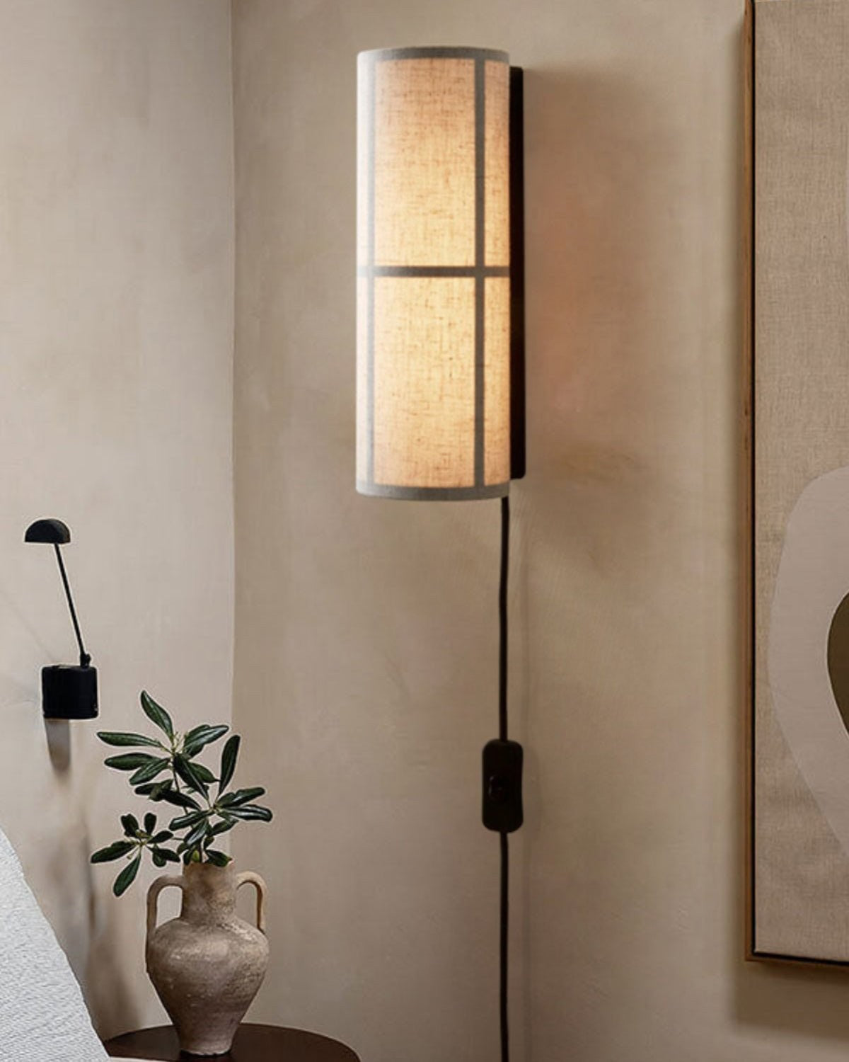 LinenGlow Cylinder Wall Lamp