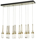 Link 10-Light Glass Rectangular Pendant - Brass - Standard Height