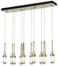 Link 10-Light Rectangular Pendant - Brass - Clear Glass - Standard Height